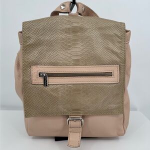 Muu Portugal Pink‎ & Tan Pebbled & Croc leather backpack adjustable